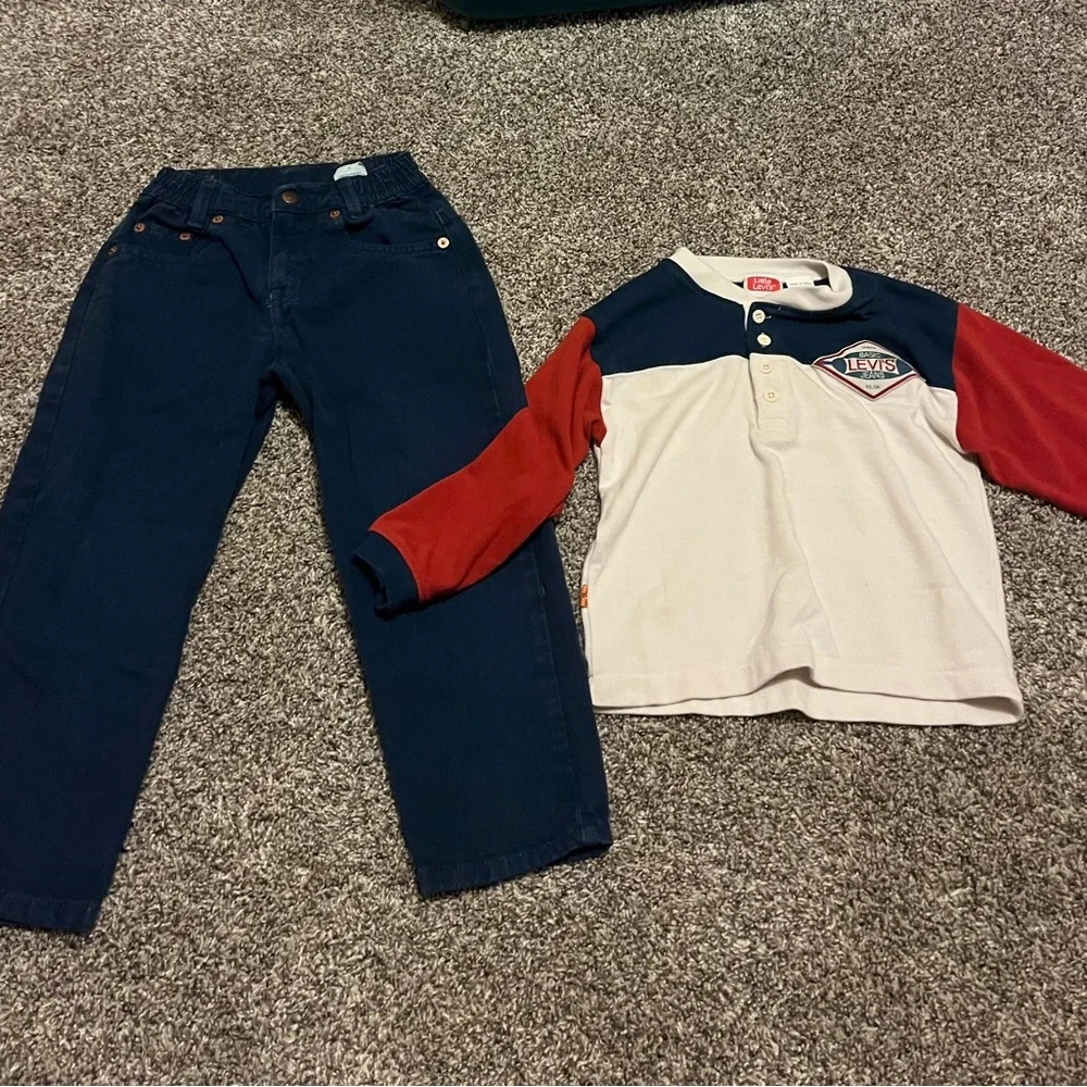 Vintage Little Levis Outfit Orange Tab Pants 5 Long Sleeve 4 Colorblock Y2K READ